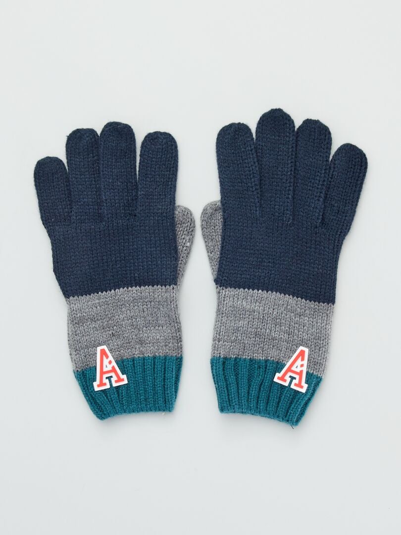 Paire de gants tricolores Vert/gris/bleu - Kiabi