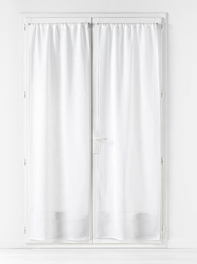 Paire de Grands Rideaux  - Effet Lin Blanc - Kiabi