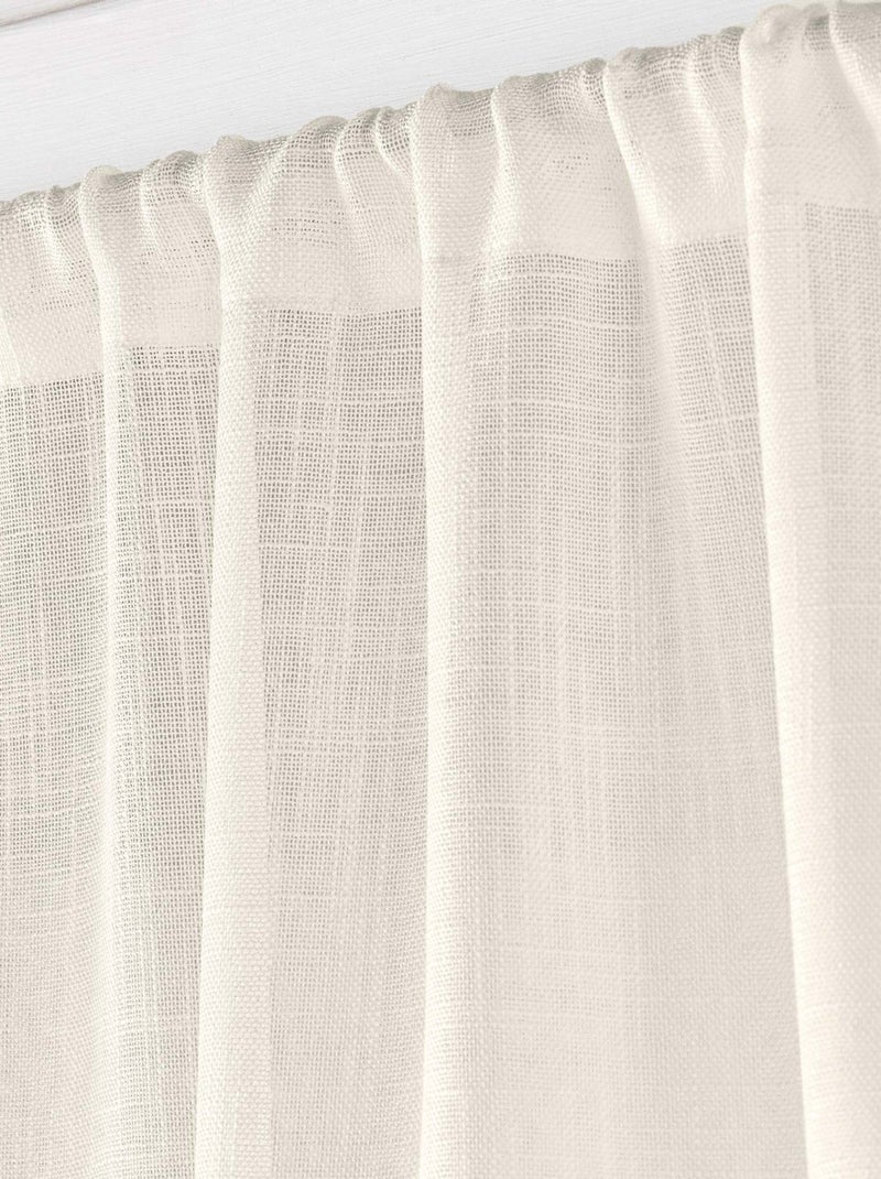 Paire de Grands Rideaux  - Effet Lin Bois naturel - Kiabi