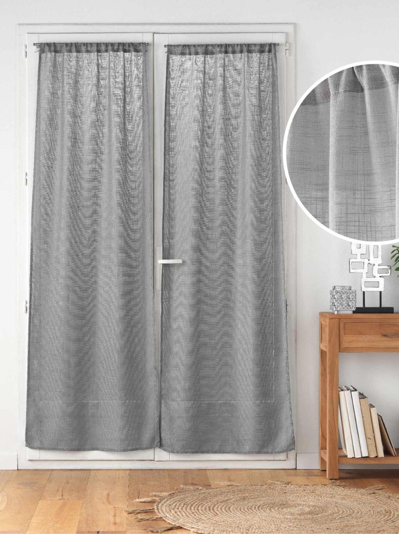 Paire de Grands Rideaux  - Effet Lin Gris - Kiabi