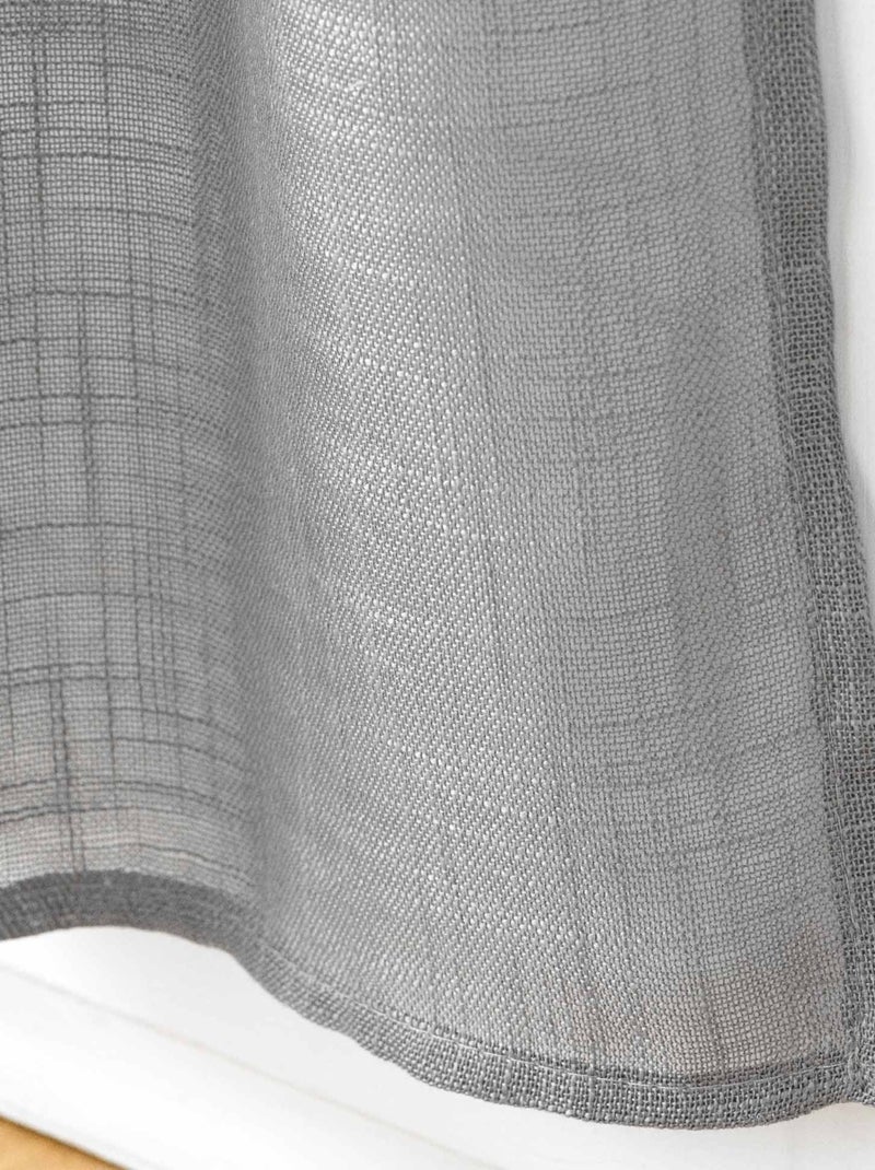 Paire de Grands Rideaux  - Effet Lin Gris - Kiabi