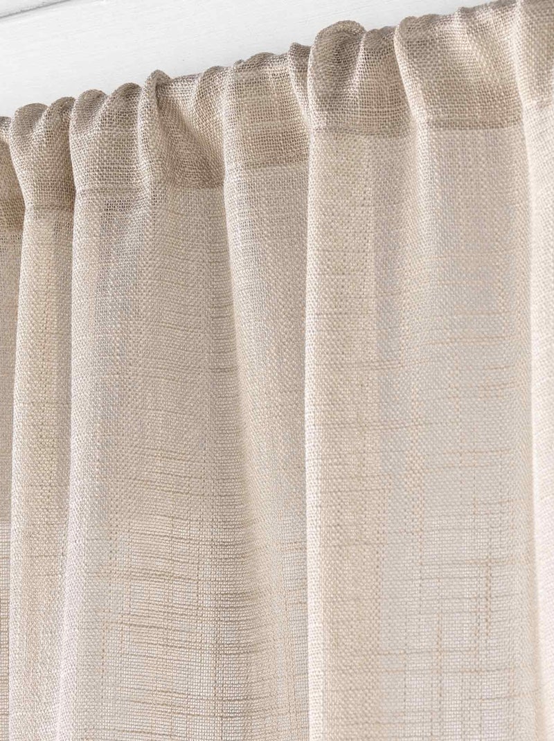 Paire de Grands Rideaux  - Effet Lin Marron tabac - Kiabi