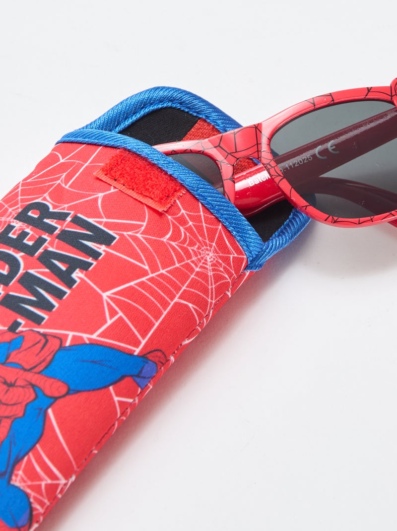 Paire de lunettes de soleil 'Marvel' 'Spiderman' animée + pochette Rouge - Kiabi