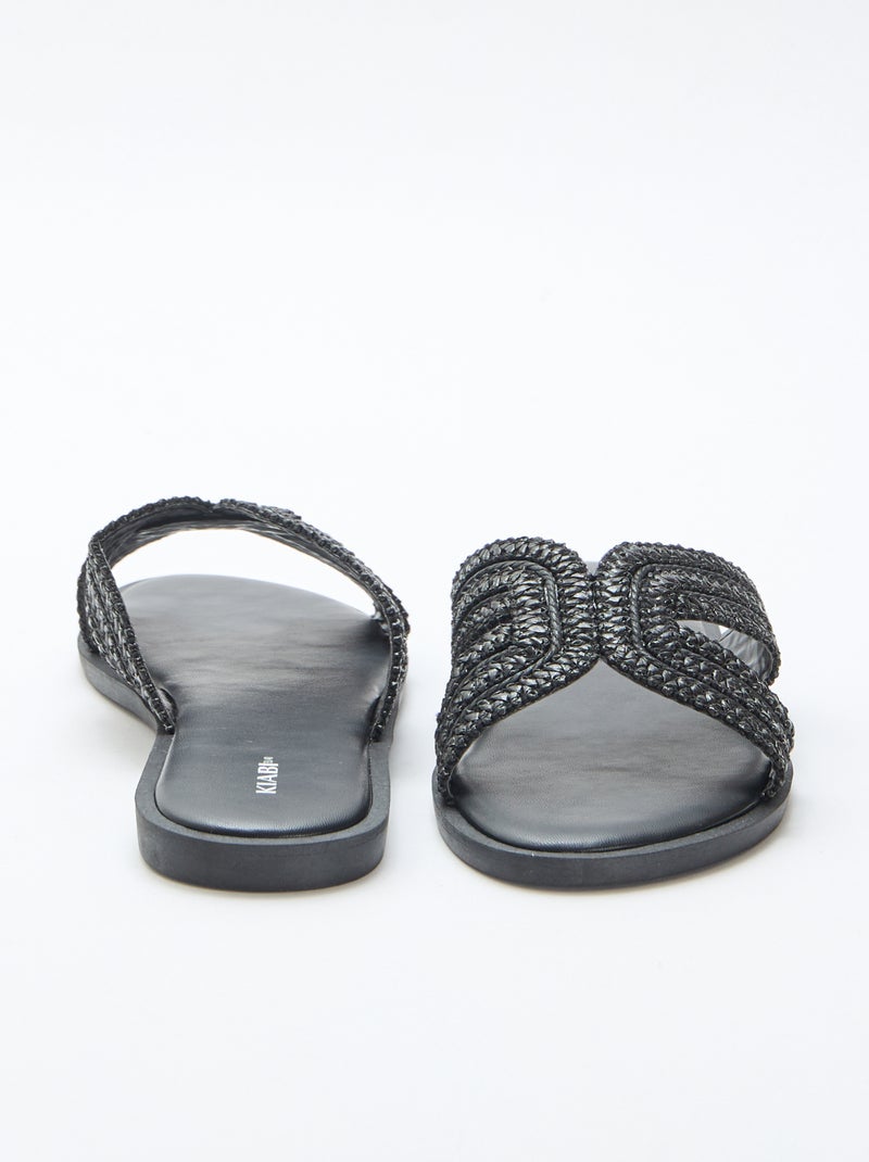 Paire de mules en brides de paille Noir - Kiabi