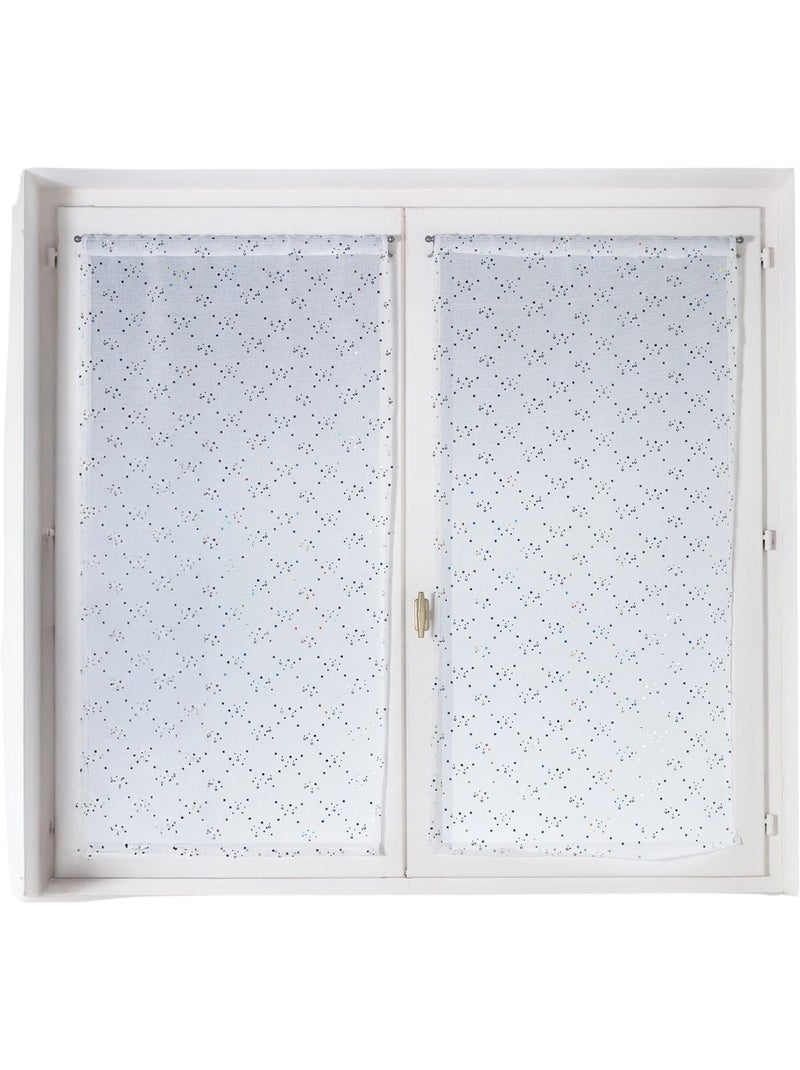 Paire de petits voilages à motifs de petits points Blanc - Kiabi
