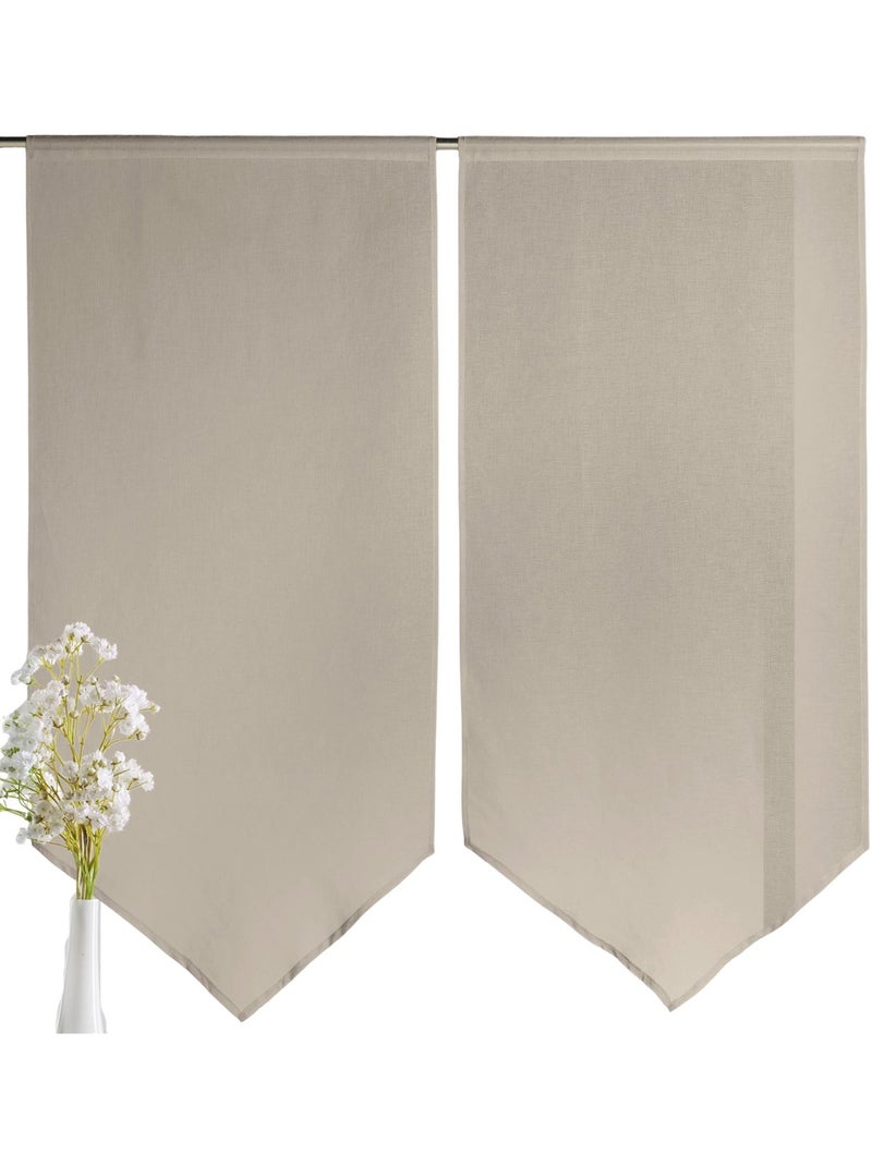 Paire de petits voilages bas en pointe Beige - Kiabi