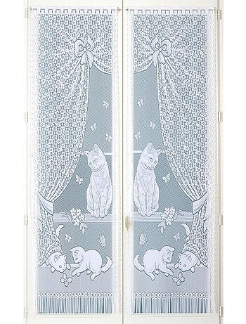 Paire de petits voilages dentelle chatons et franges