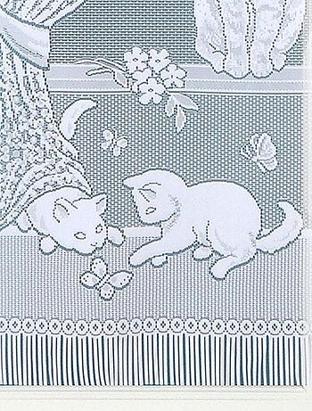 Paire de petits voilages dentelle chatons et franges