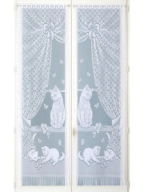 Paire de petits voilages dentelle chatons et franges - Kiabi