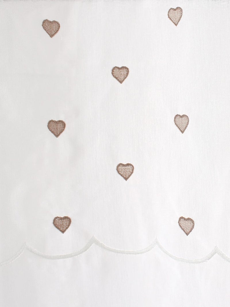 Paire de petits voilages droits sablés avec top à coeurs Beige - Kiabi