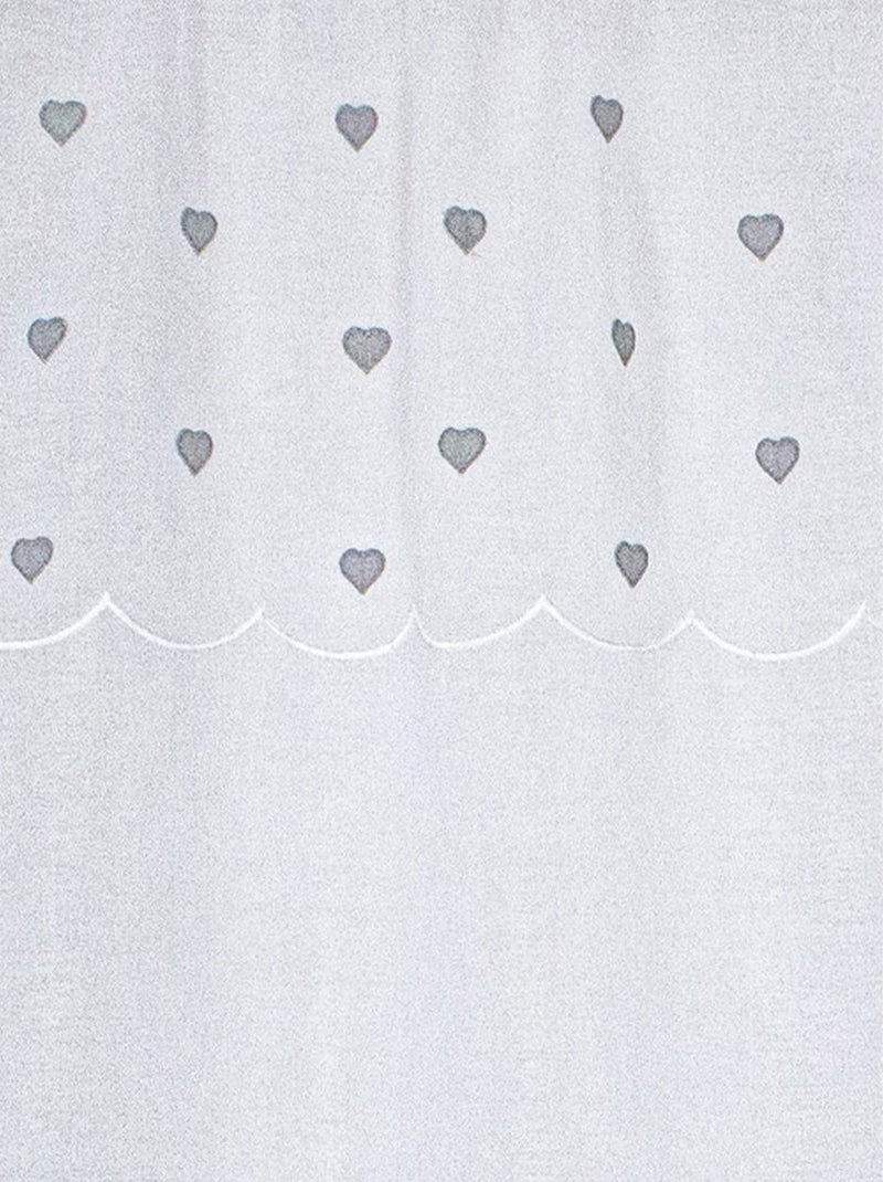 Paire de petits voilages droits sablés avec top à coeurs Gris clair - Kiabi