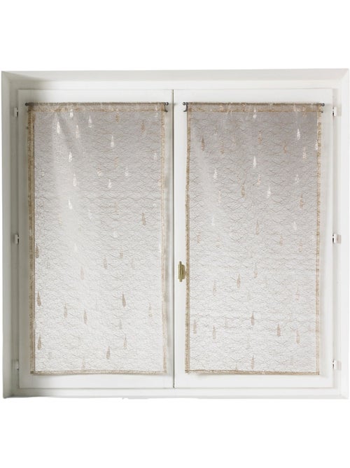 Paire de petits voilages en organza jacquard motifs de gouttes - Kiabi