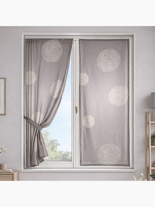 Paire de petits voilages taupe brodés ronds mêlés - Kiabi