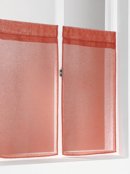 Paire de petits voilages unis et tamisants en poly/lin - Kiabi