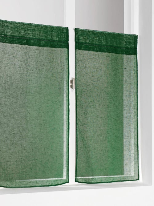 Paire de petits voilages unis et tamisants en poly/lin - Kiabi