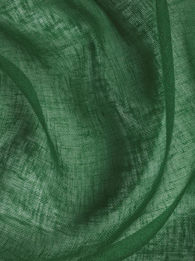 Paire de petits voilages unis et tamisants en poly/lin Vert sapin - Kiabi