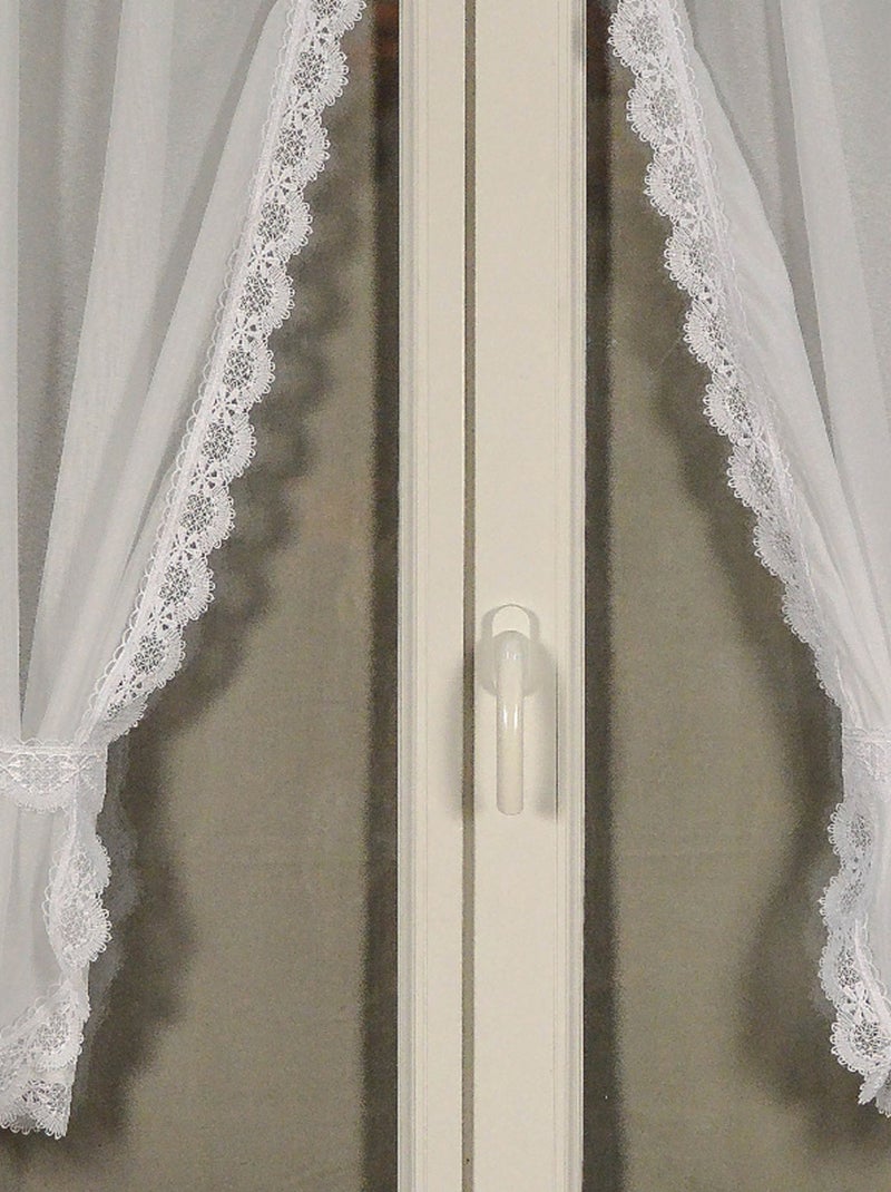 Paire de rideaux bonne femme à bord macramé Blanc - Kiabi