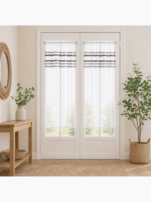 Paire de rideaux droits rayures horizontales - Kiabi