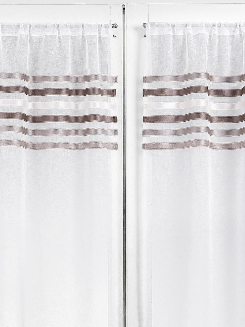 Paire de rideaux droits rayures horizontales Taupe - Kiabi
