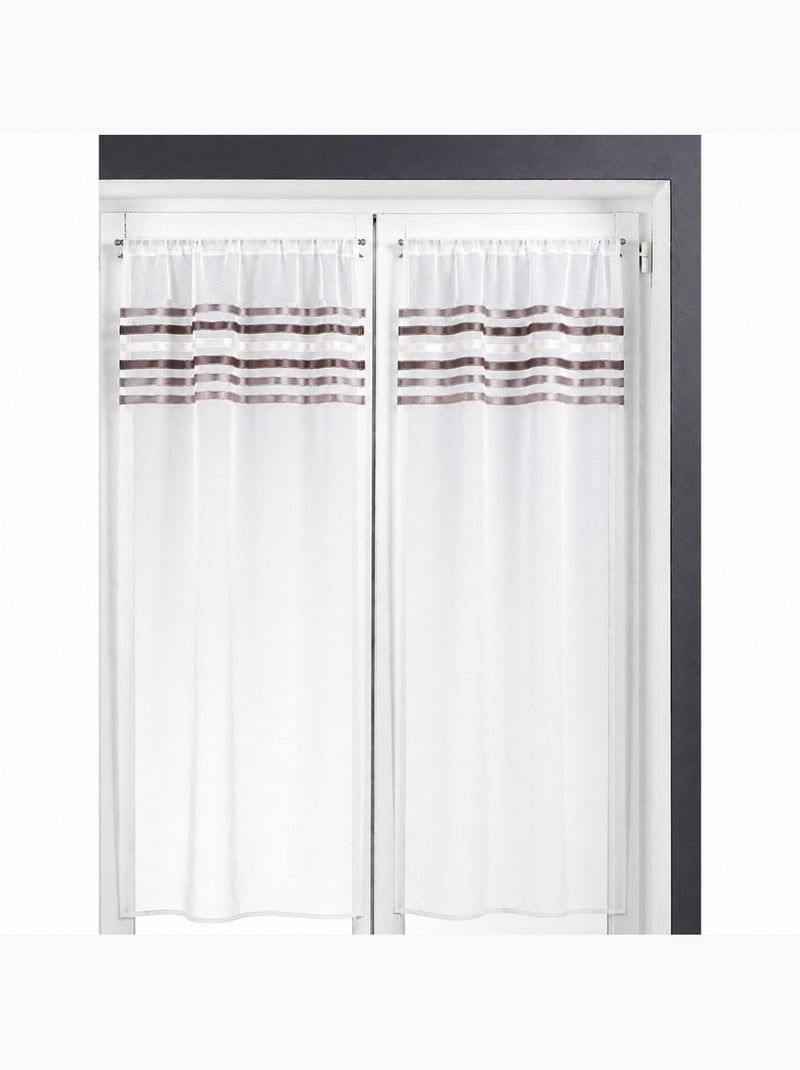 Paire de rideaux droits rayures horizontales Taupe - Kiabi