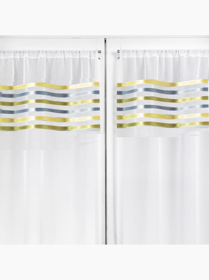 Paire de rideaux droits rayures horizontales Vert clair - Kiabi