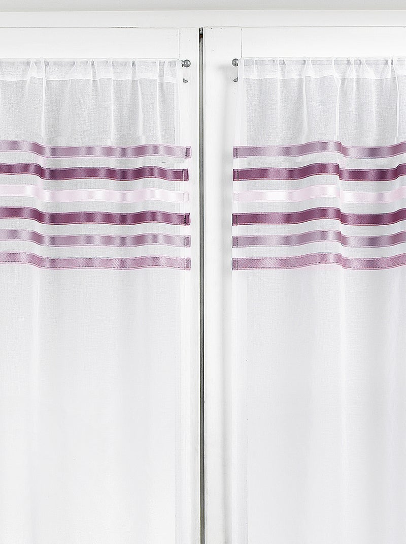 Paire de rideaux droits rayures horizontales Vieux rose - Kiabi