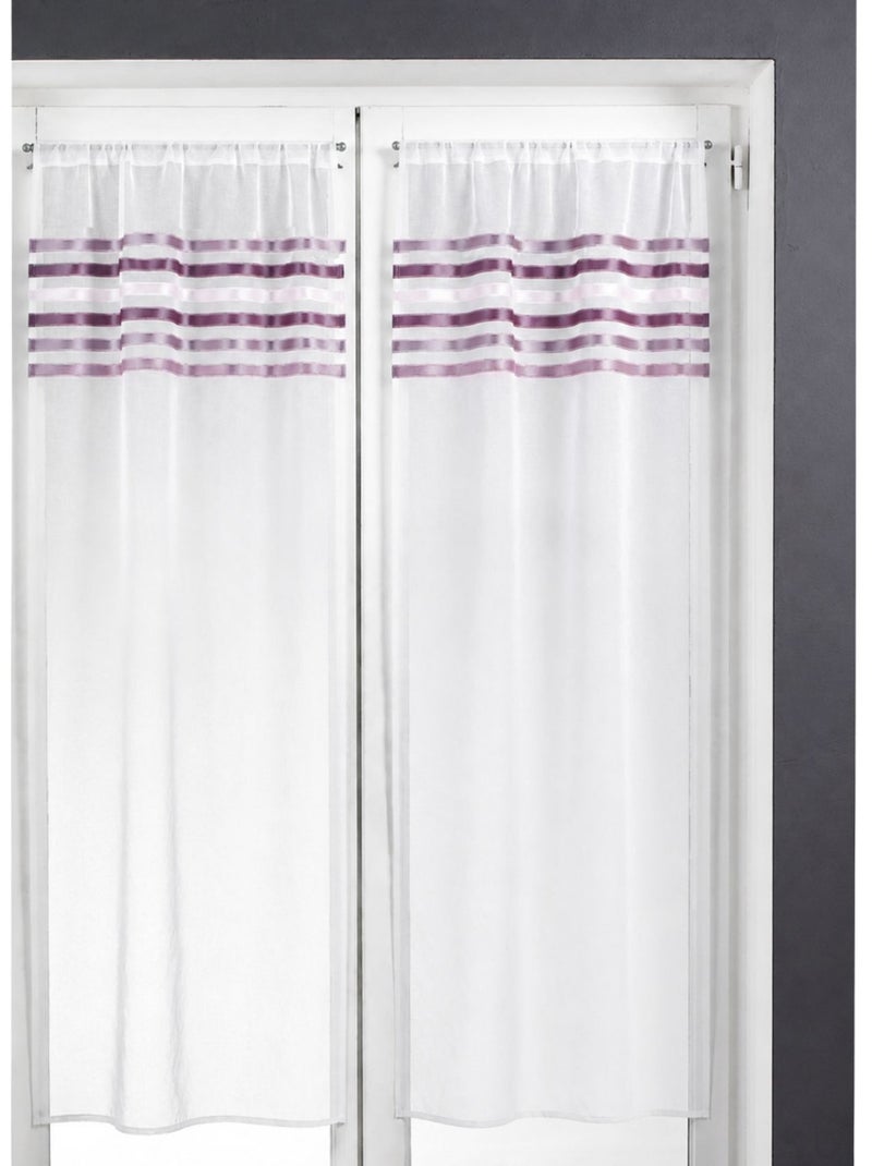 Paire de rideaux droits rayures horizontales Vieux rose - Kiabi