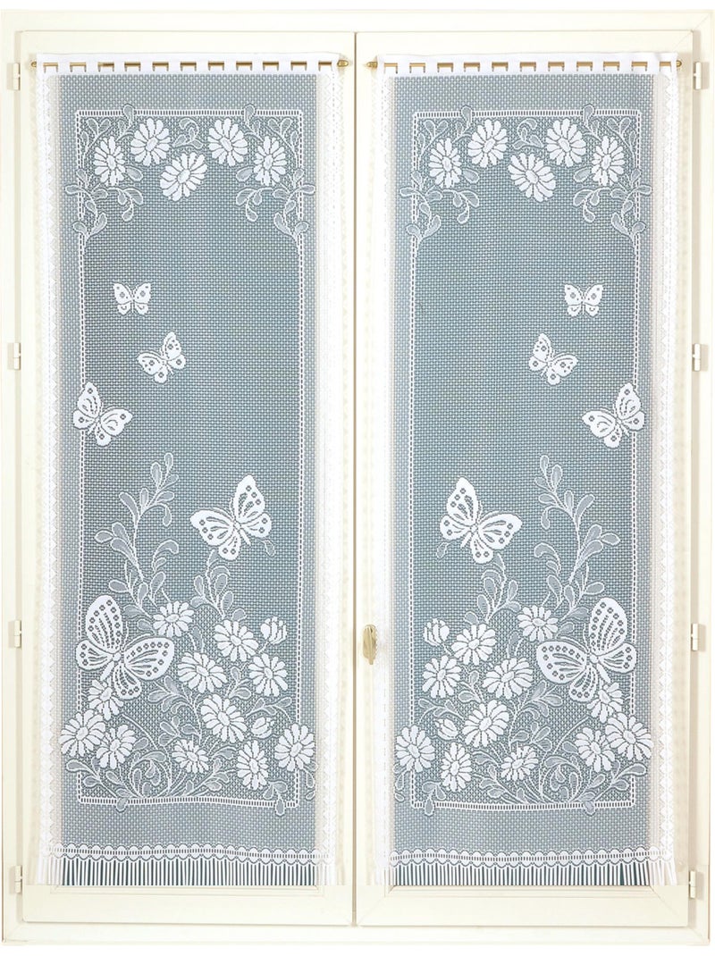 Paire de vitrages frangés et dentellés papillons Vert - Kiabi