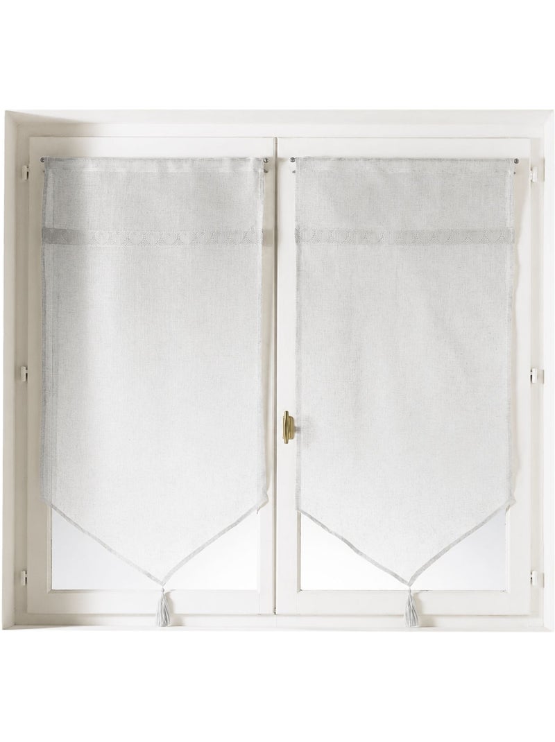 Paire de voilages à parement en macramé cœurs Blanc - Kiabi