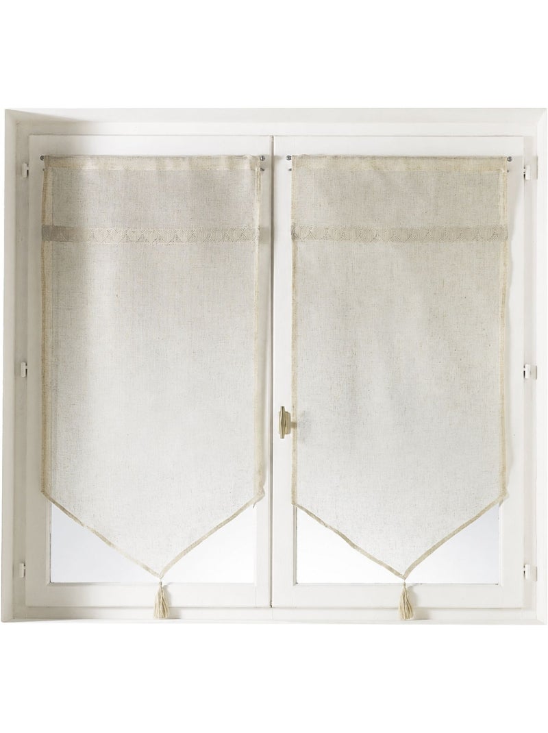 Paire de voilages à parement en macramé cœurs Bois naturel - Kiabi