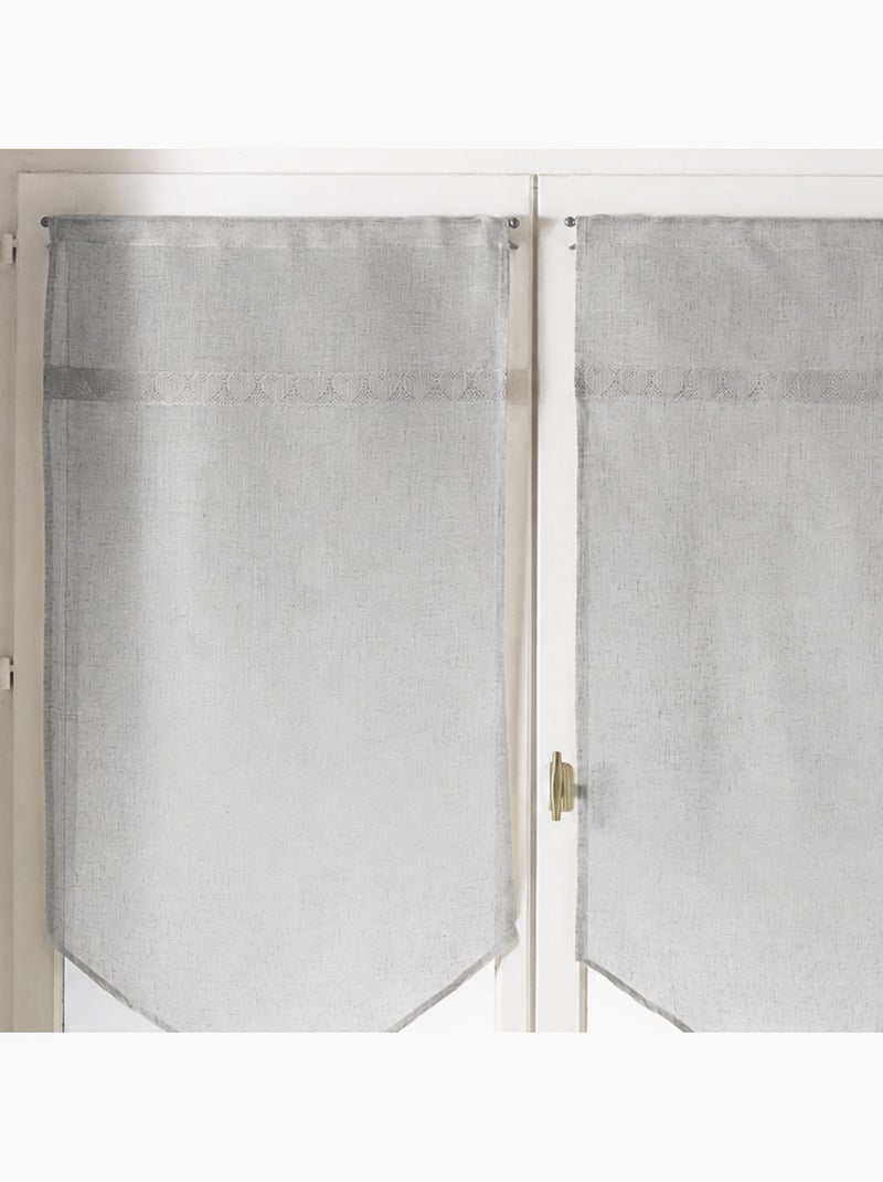 Paire de voilages à parement en macramé cœurs Gris clair - Kiabi