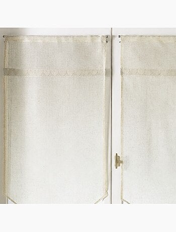 Paire de voilages à parement en macramé cœurs