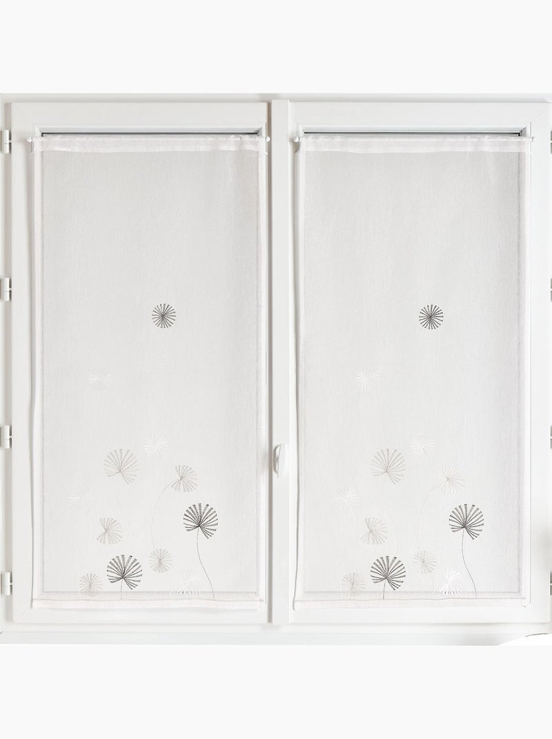 Paire de voilages brodés à motifs floraux Taupe - Kiabi