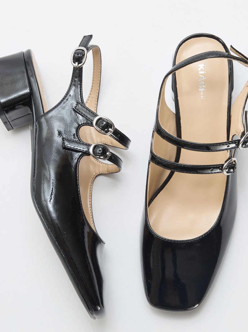Paire d'escarpin verni brillant uni Noir - Kiabi