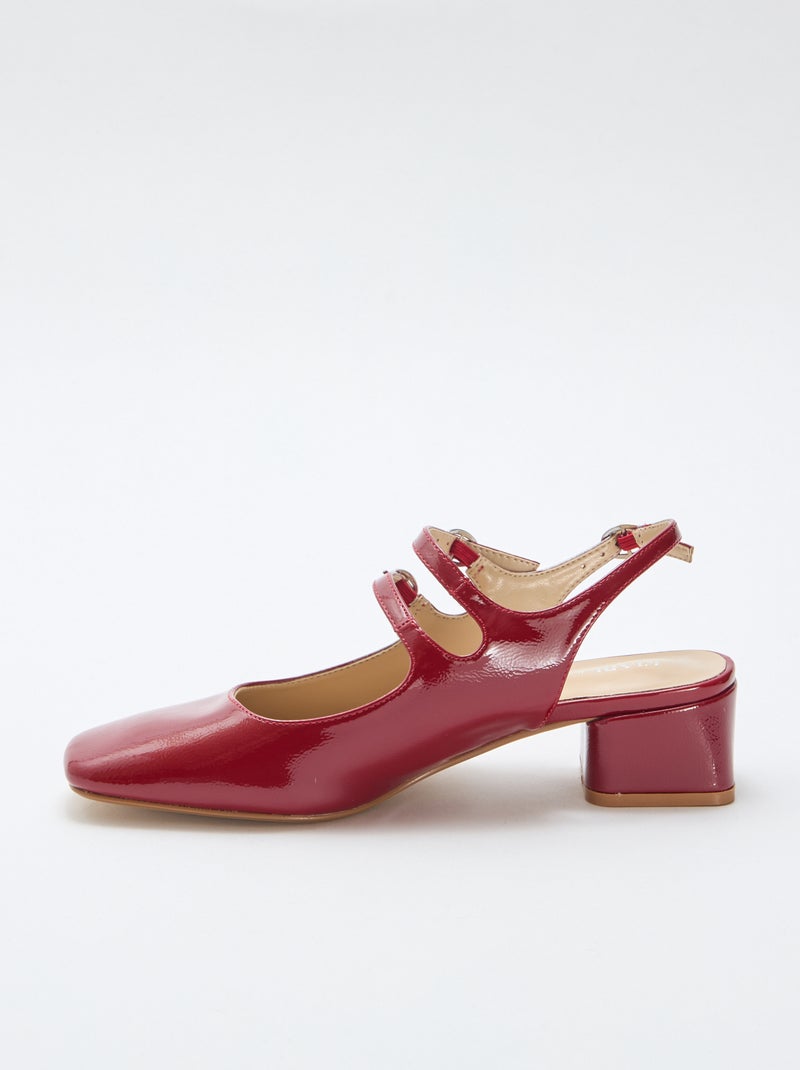 Paire d'escarpin verni brillant uni Rouge - Kiabi