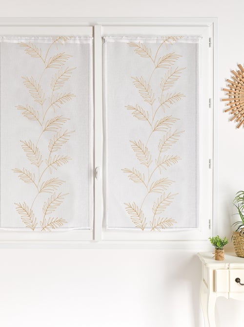 Paire voilages avec motif feuilles brodées - Kiabi