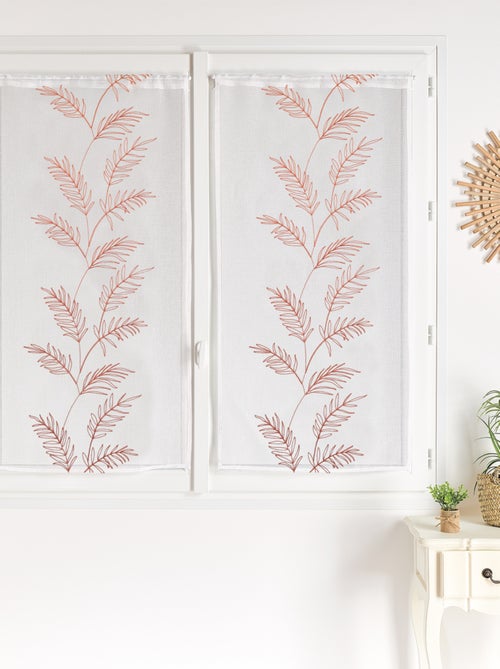 Paire voilages avec motif feuilles brodées - Kiabi