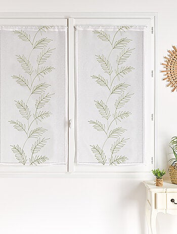 Voilage de fenêtre feuilles brodées