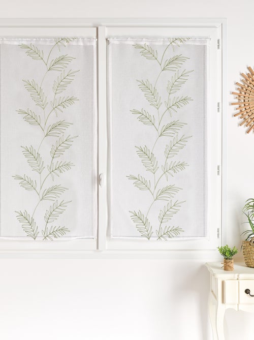 Paire voilages avec motif feuilles brodées - Kiabi
