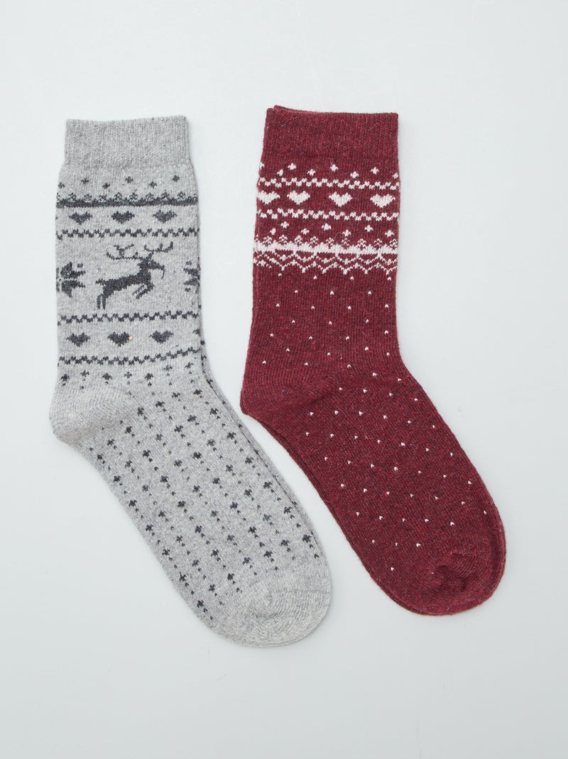 Paires de chaussettes Gris/Bordeaux - Kiabi