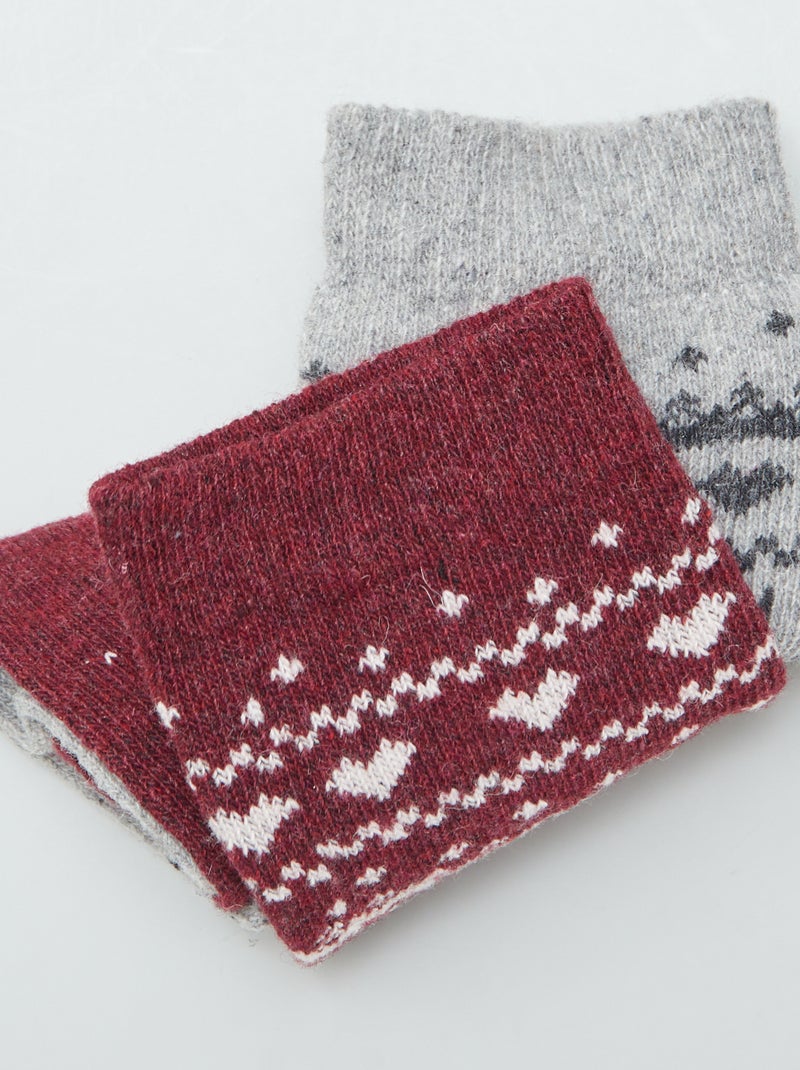 Paires de chaussettes Gris/Bordeaux - Kiabi