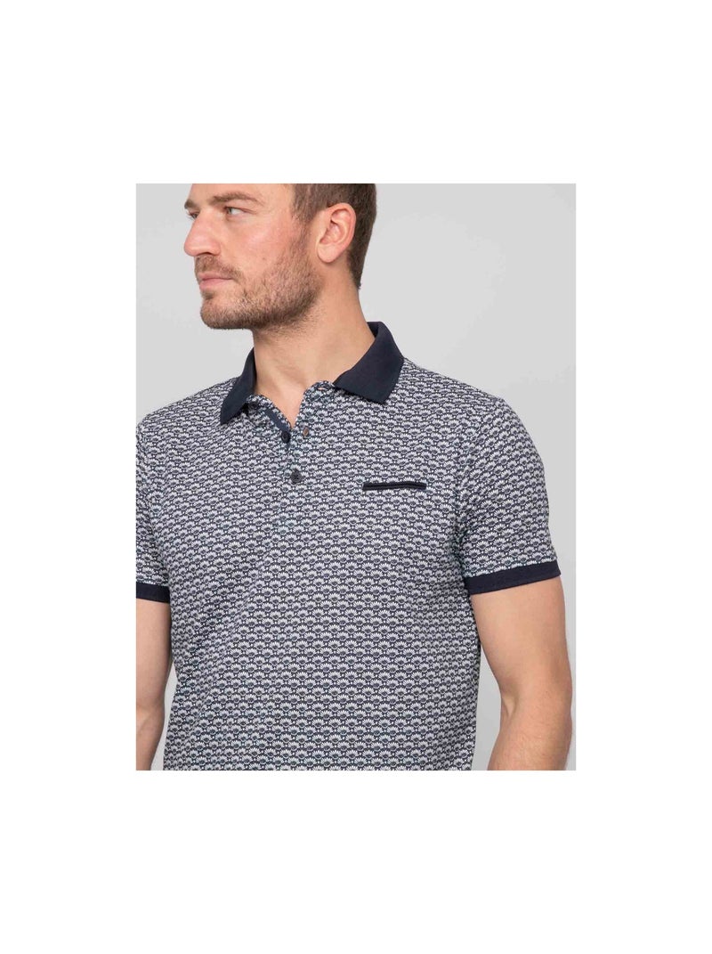 Palaina katoenen poloshirt met patroon en korte mouwen Marineblauw - Kiabi