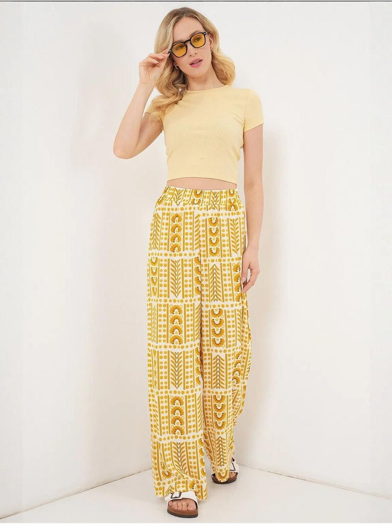 Palazzo-broek met hoge taille en geometrische strepen bdart Amber - Kiabi