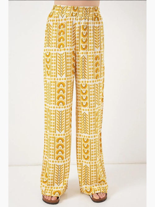 Palazzo-broek met hoge taille en geometrische strepen bdart - Kiabi Palazzo-broek met hoge taille en geometrische strepen bdart - Kiabi