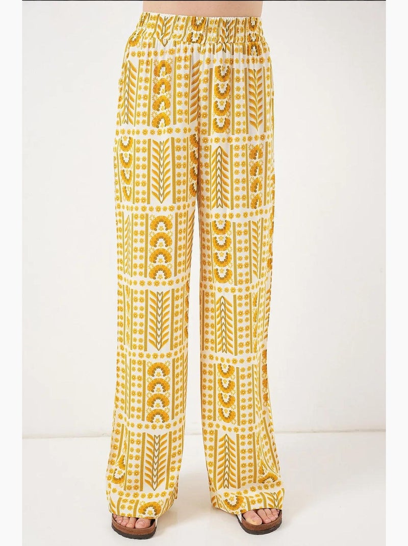 Palazzo-broek met hoge taille en geometrische strepen bdart Amber - Kiabi