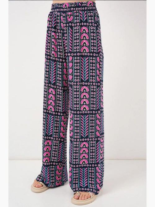 Palazzo-broek met hoge taille en geometrische strepen bdart - Kiabi Palazzo-broek met hoge taille en geometrische strepen bdart - Kiabi
