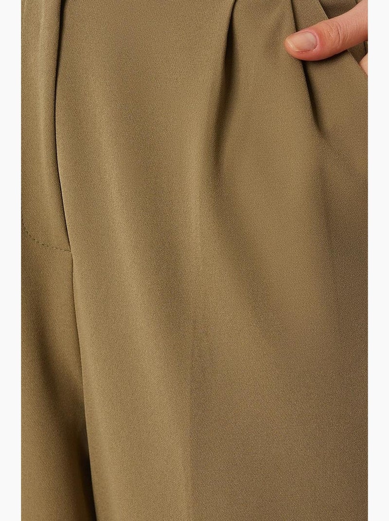 Palazzo-broek met hoge taille en plooien istanbul Kakigroen - Kiabi