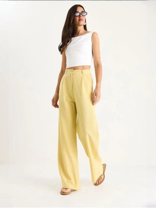 Palazzo-broek met hoge taille en plooien lucci - Kiabi Palazzo-broek met hoge taille en plooien lucci - Kiabi
