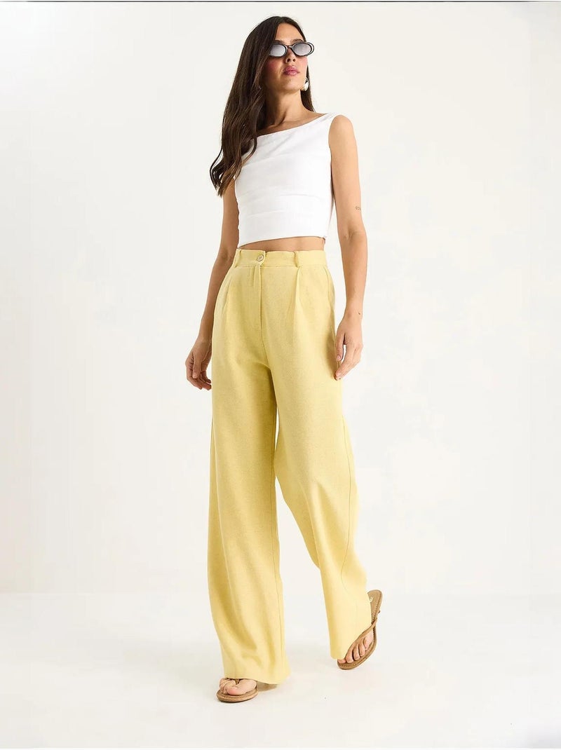 Palazzo-broek met hoge taille en plooien lucci Amber - Kiabi
