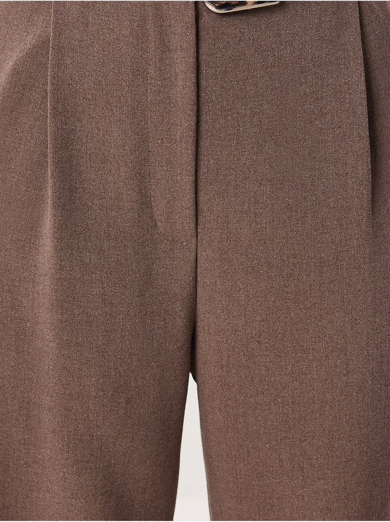 Palazzo broek met hoge taille en wijde pijpen en riem istanbul Taupe - Kiabi
